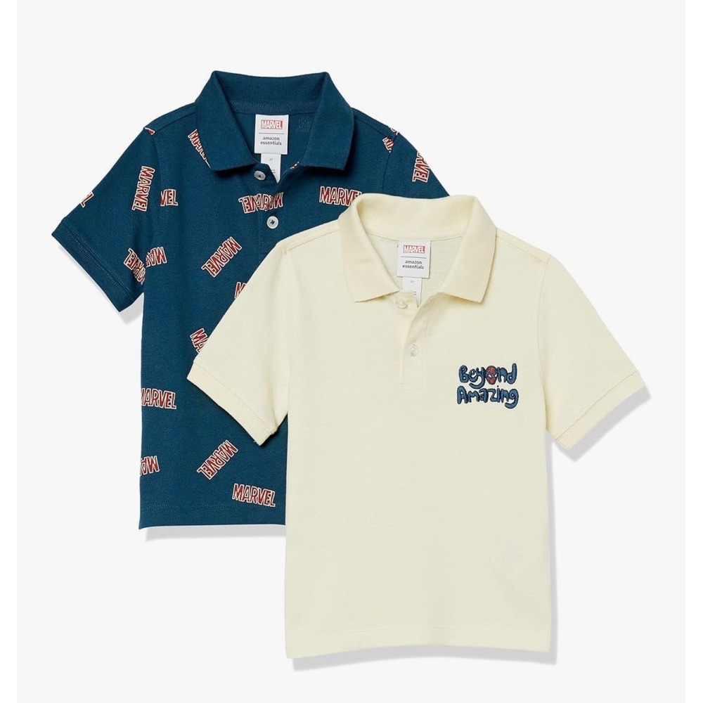 Amazon Essentials Marvel Spiderman Short-Sleeve Pique Polo 2 pc‎ NIP 8 yeats